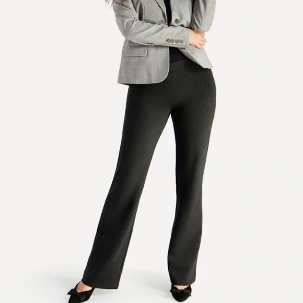 Betabrand Boot-Cut Classic Dress Pant Yoga Pants in Charcoal
